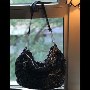 Coach Pleated Silver Metallic Ocelot Purse